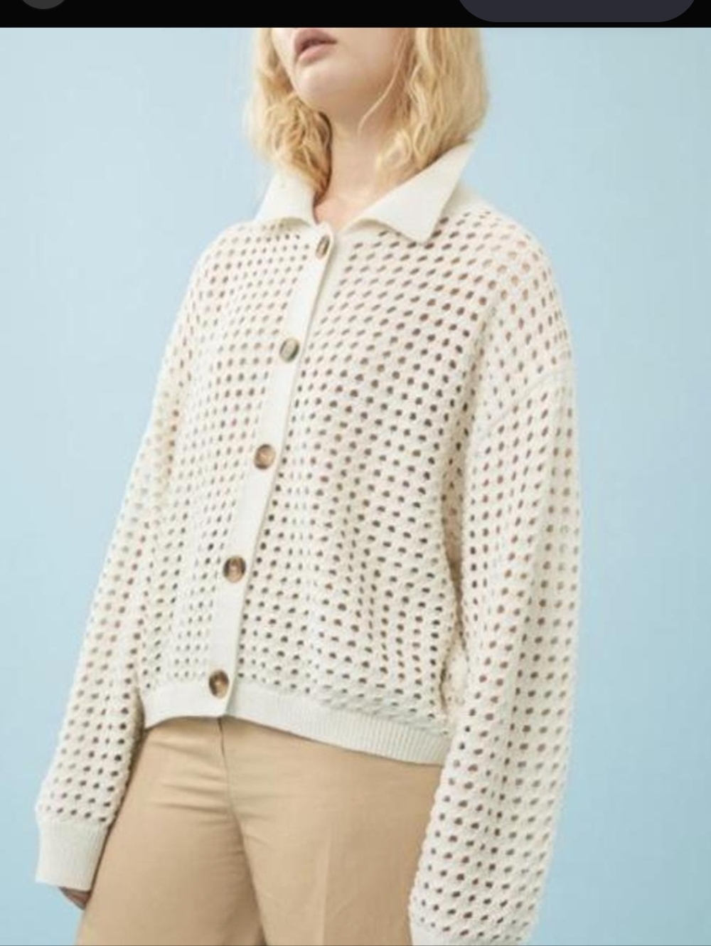Open Knit Collard Cardigan
